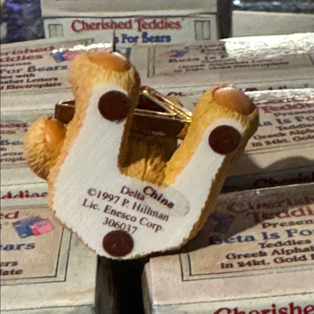 Vintage Cherished Teddies Greek Alphabet DELTA Miniature Bear #306037 - Picture 2 of 3
